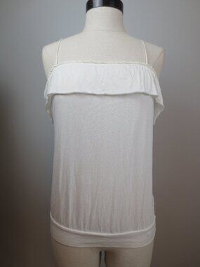 Vintage Y2K Abercrombie & Fitch White Ruffle Cami Tank Top Spaghetti Strap